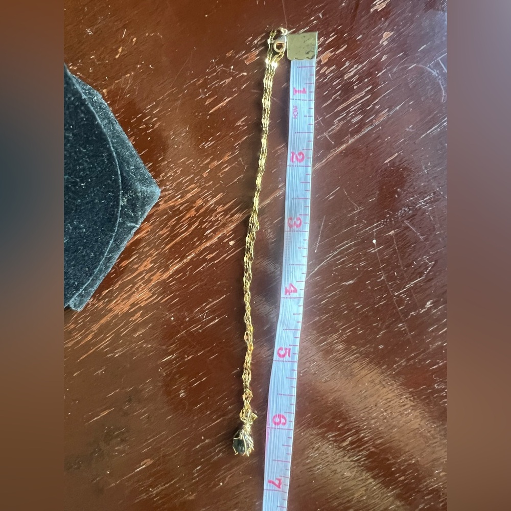 Deep Green Gemstone Choker on Sparkly Gold Chain — 14" Fit - Picture 15 of 17